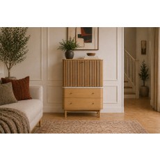Soho Natural Oak Slatted Shoe Cupboard with Marble Top