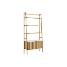 Soho Natural Oak Slatted Bookcase with Marble Top
