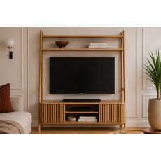 Soho Natural Oak Slatted 137cm Ladder TV Unit