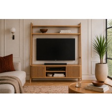 Soho Natural Oak Slatted 137cm Ladder TV Unit