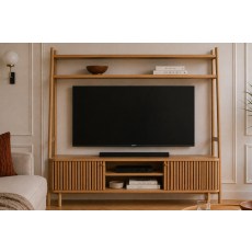 Soho Natural Oak Slatted 165cm Ladder TV Unit