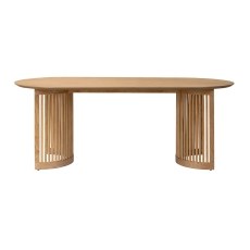 Soho Natural Oak Slatted Oval Dining Table