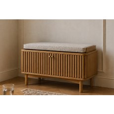 Soho Natural Oak Slatted Hallway Bench
