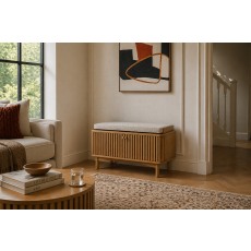 Soho Natural Oak Slatted Hallway Bench