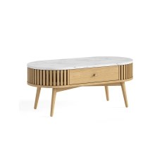 Soho Natural Oak Slatted Oval Coffee Table with Marble Top Soho Natural Oak Slatted Oval Coffee Table with Marble Top