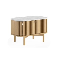 Soho Natural Oak Slatted Corner TV Unit with Marble Top Soho Natural Oak Slatted Corner TV Unit with Marble Top