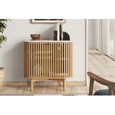 Soho Natural Oak Slatted Cupboard with Marble Top Soho Natural Oak Slatted Cupboard with Marble Top