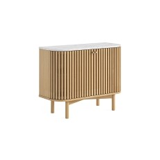 Soho Natural Oak Slatted Small Sideboard with Marble Top Soho Natural Oak Slatted Small Sideboard with Marble Top