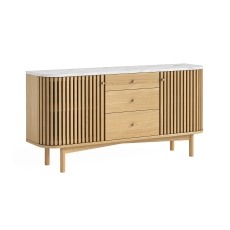 Soho Natural Oak Slatted Sideboard with Drawers & Marble Top Soho Natural Oak Slatted Sideboard with Drawers & Marble Top