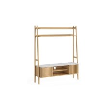 Soho Natural Oak Slatted 137cm Ladder TV Unit with Marble Top Soho Natural Oak Slatted 137cm Ladder TV Unit with Marble Top