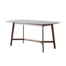 Gallery Direct Barcelona Dark Wood Dining Table with Marble Top
