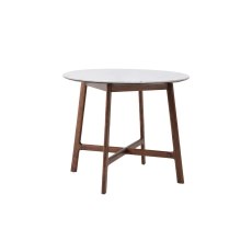 Gallery Direct Barcelona Dark Wood Round Dining Table with Marble Top
