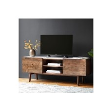 Gallery Direct Barcelona Dark Wood Media TV Unit with Marble Top