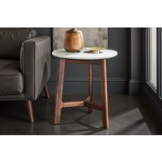 Gallery Direct Barcelona Dark Wood Side Table with Marble Top