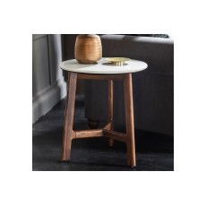 Gallery Direct Barcelona Dark Wood Side Table with Marble Top