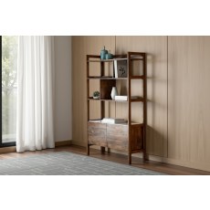 Gallery Direct Barcelona Dark Wood Display Unit with Marble Insert
