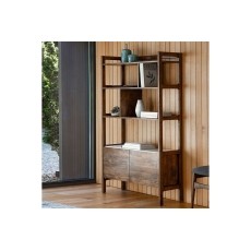 Gallery Direct Barcelona Dark Wood Display Unit with Marble Insert