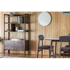 Gallery Direct Barcelona Dark Wood Display Unit with Marble Insert