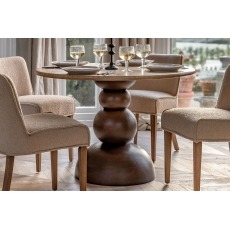 Gallery Direct Sculpt Mango Wood Round Dining Table with Travertine Top