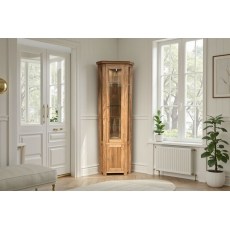 Largo Rustic Solid Oak Corner Display Cabinet with LED Light
