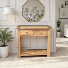Largo Rustic Solid Oak 2 Drawer Console Table