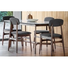 Gallery Direct Barcelona Dark Wood Dining Table Set with Marble Top & 4 Chairs