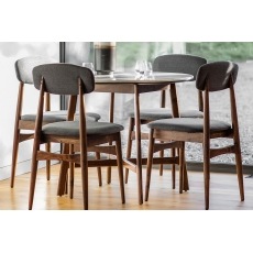 Gallery Direct Barcelona Dark Wood Round Dining Table Set with Marble Top & 4 Chairs