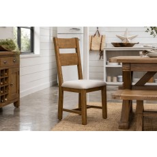 Tewkesbury Smoked Oak Upholstered Slat Back Dining Chair (Pair)