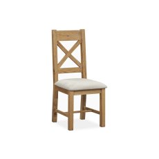 Tewkesbury Smoked Oak Upholstered Cross X Back Dining Chair (Pair)