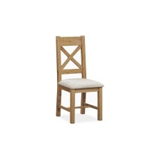 Tewkesbury Smoked Oak Upholstered Cross X Back Dining Chair (Pair)