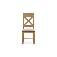 Tewkesbury Smoked Oak Upholstered Cross X Back Dining Chair (Pair)