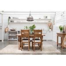 Tewkesbury Smoked Oak Cross-Leg 200-250cm Ext Dining Table Set with x4 Slat Back Chairs