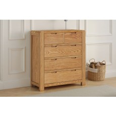 Bergen Solid Oak 2 Over 3 Chest of Drawers