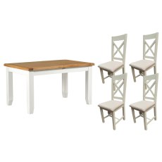 Cotswold Painted White Oak Small Ext Dining Table Set + 4 Chairs