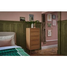 G Plan Winchester Retro Oak 5 Drawer Tall Chest with Mirror