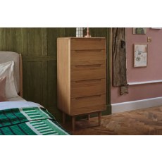 G Plan Winchester Retro Oak 5 Drawer Tall Chest with Mirror