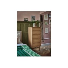 G Plan Winchester Retro Oak 5 Drawer Tall Chest with Mirror