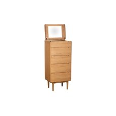 G Plan Winchester Retro Oak 5 Drawer Tall Chest with Mirror