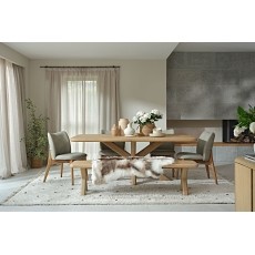 Flynn Natural Oak 200cm Dining Table Set Inc 180cm Bench & 4 Spencer Chairs