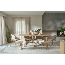 Flynn Natural Oak 240cm Dining Table Set Inc 220cm Bench & 4 Noah Chairs
