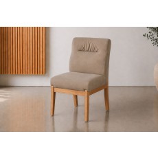 Alfie Relaxed PU Leather Dining Chair in Taupe (Pair)