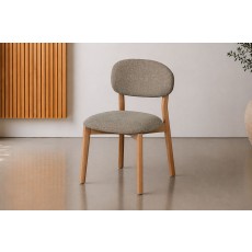 Leo Curved Back Fabric Dining Chair in Grey (Pair)