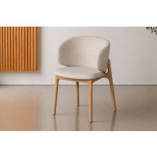 Noah Curved Back Fabric Dining Arm Chair in Grey