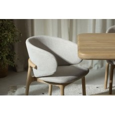 Noah Curved Back Fabric Dining Arm Chair in Grey