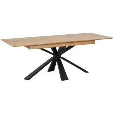 Heron Industrial Oak 160-200cm Extending Dining Table Set with Metal Base & 6 Chairs