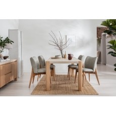 Arlo Natural Oak 140cm Travertine Ceramic Dining Table Set with 4 Spencer Chairs