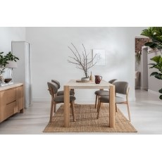 Arlo Natural Oak 140cm Travertine Ceramic Dining Table Set with 4 Leo Chairs