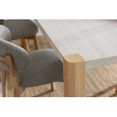 Arlo Natural Oak 140cm Travertine Ceramic Dining Table Set with 4 Leo Chairs