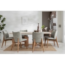 Arlo Natural Oak 160-200cm Ext Travertine Ceramic Dining Table Set with Spencer Chairs