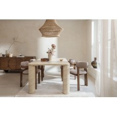 Ida Travertine Stone 150cm Dining Table Set with 4 Grace Chairs